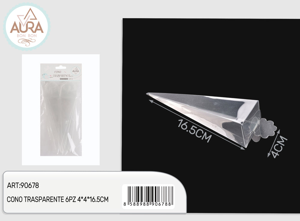 Transparent cone 6pcs 4x4x16.5cm