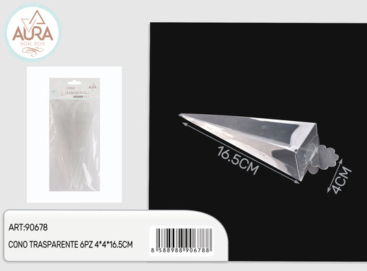 cono trasparente 6pz 4x4x16,5cm