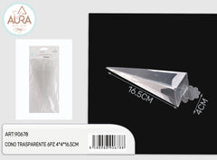 Cono trasparente 6pz 4x4x16,5cm