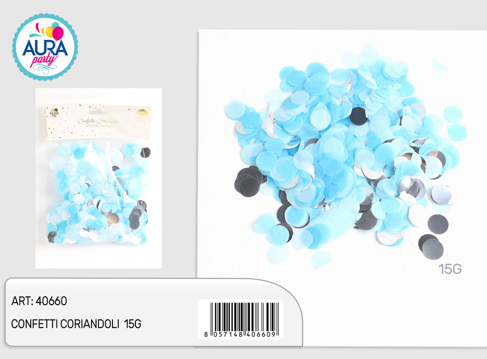 Light blue, white, silver foil confetti