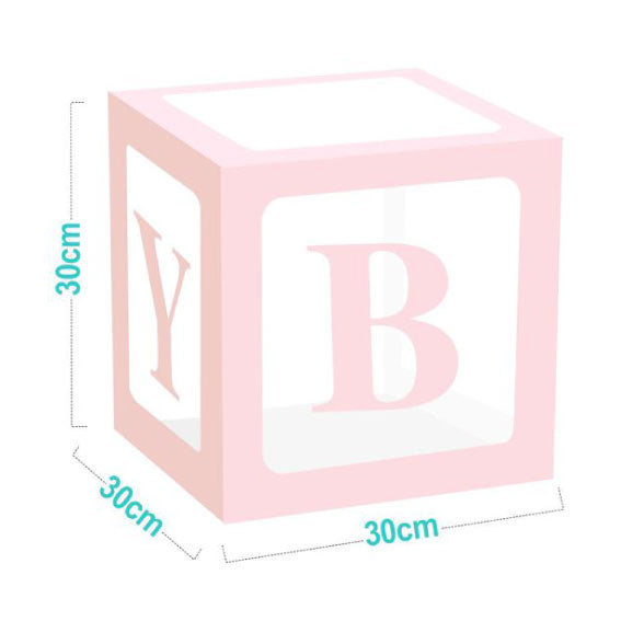 Set of 4 pink "BABY" cubes 30x30x30cm