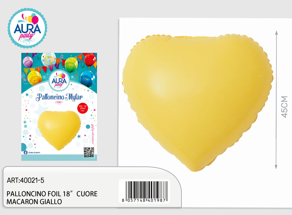 18-inch yellow macaron heart foil balloon