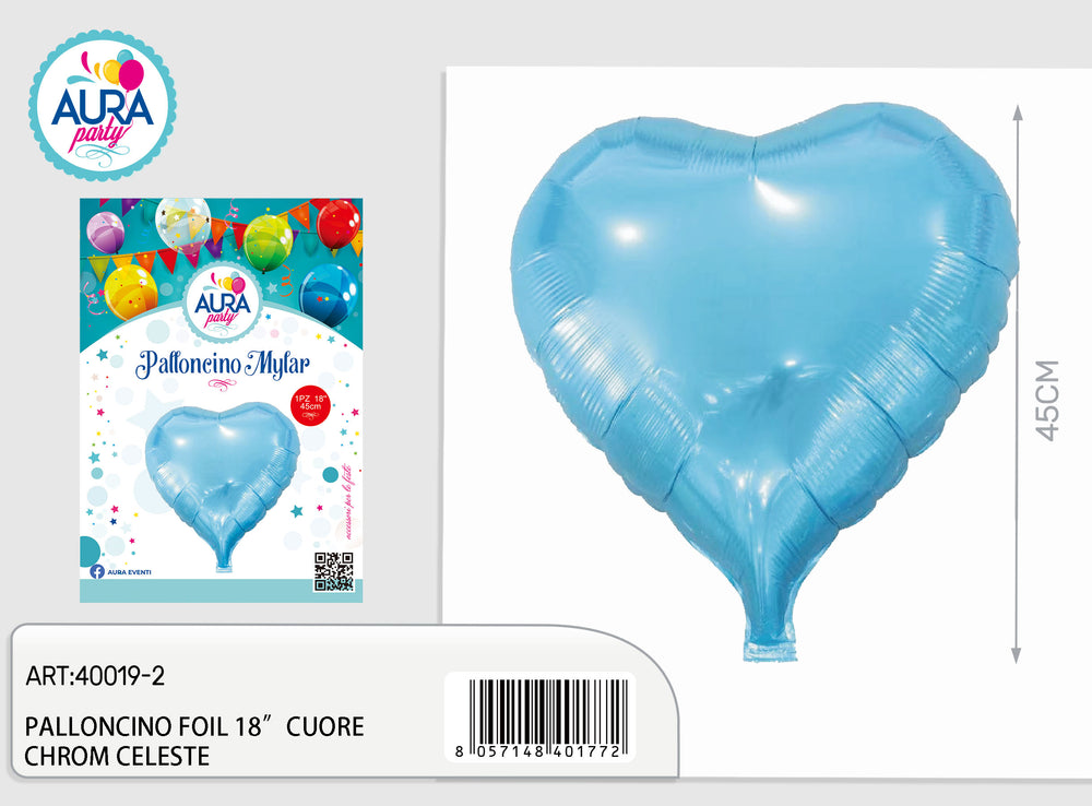 18-inch blue heart foil balloon
