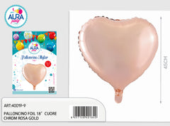 18-inch satin heart foil balloon in rose gold