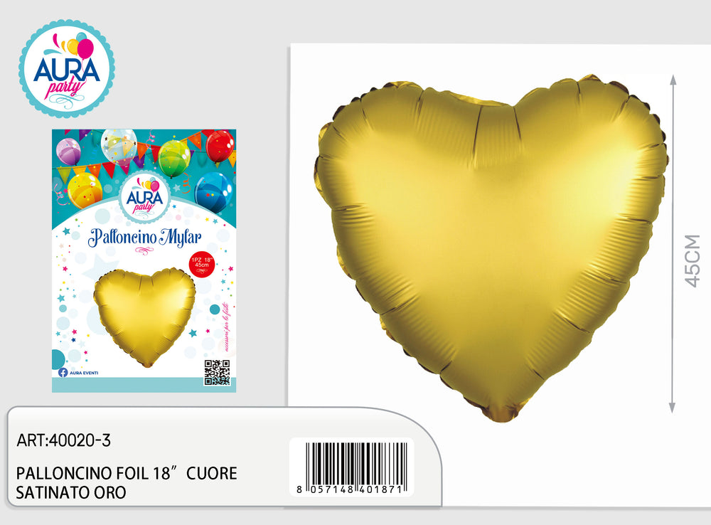 18-inch gold satin heart foil balloon