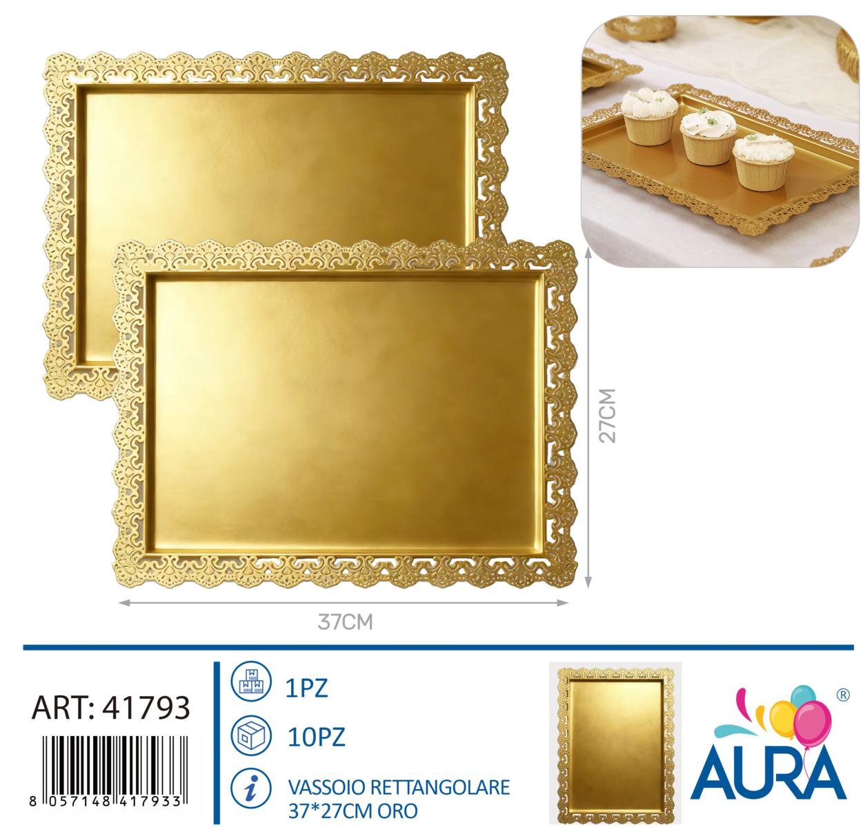 Vassoio rettangolare 37x28cm oro