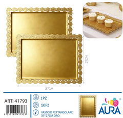 Vassoio rettangolare 37x28cm oro