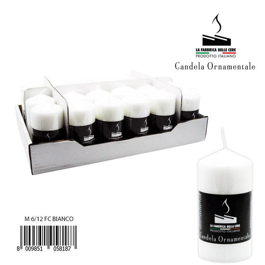 Colored candle, pack of 1 piece, 6x12 white