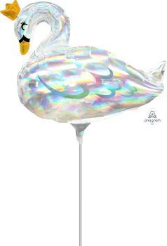 Palloncino in Foil MiniShape Cigno Iridescente