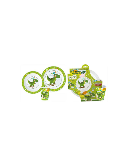 dinosauro set 3pz. 2 piatti + bicchiere (utilizzabili in microonde)