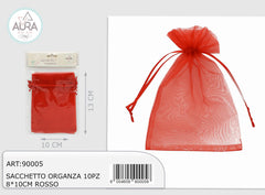 Sacchetto organza 10pz 8x10cm rosso