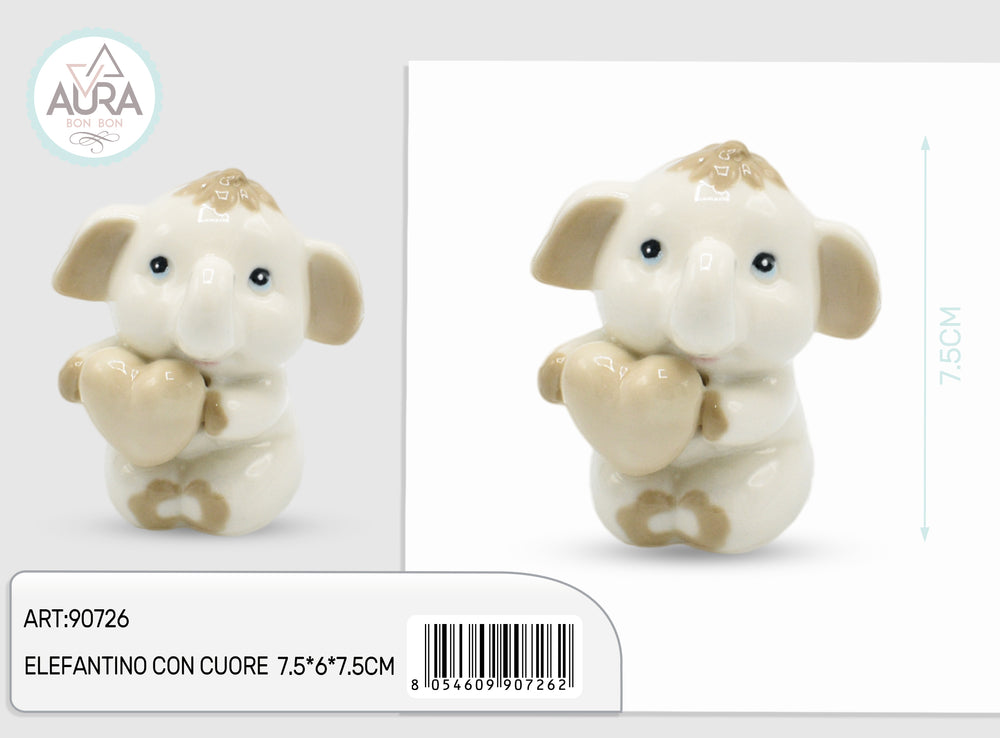 porcelain elephant with heart 6.3x5.8x7.5cm