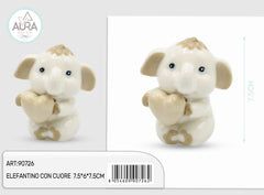 porcelain elephant with heart 6.3x5.8x7.5cm