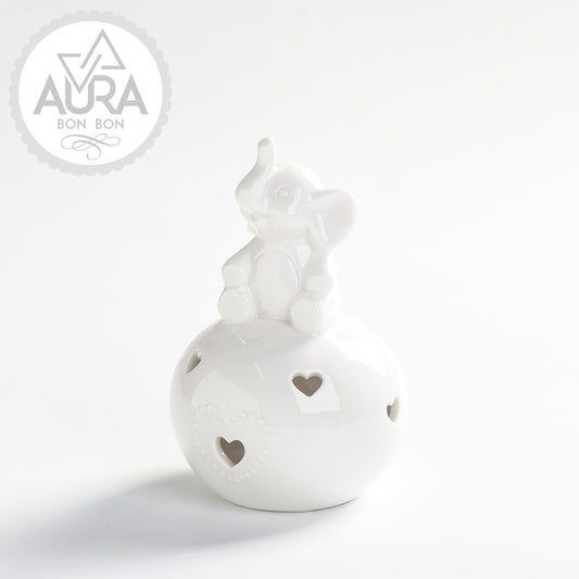 bomboniera in ceramica con luce e cuori
