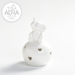 Elefantino con luce in porcellana bianco  9,2x9,2x14cm