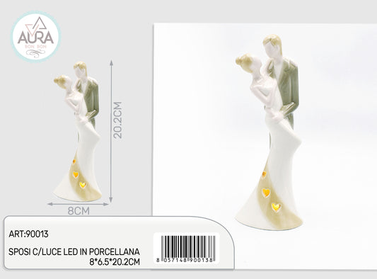 sposi con luce led in porcellana