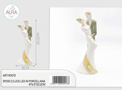 Sposi con luce led in porcellana 8x6,5x20,2cm