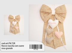 Fiocco nascita tortora con cuore 