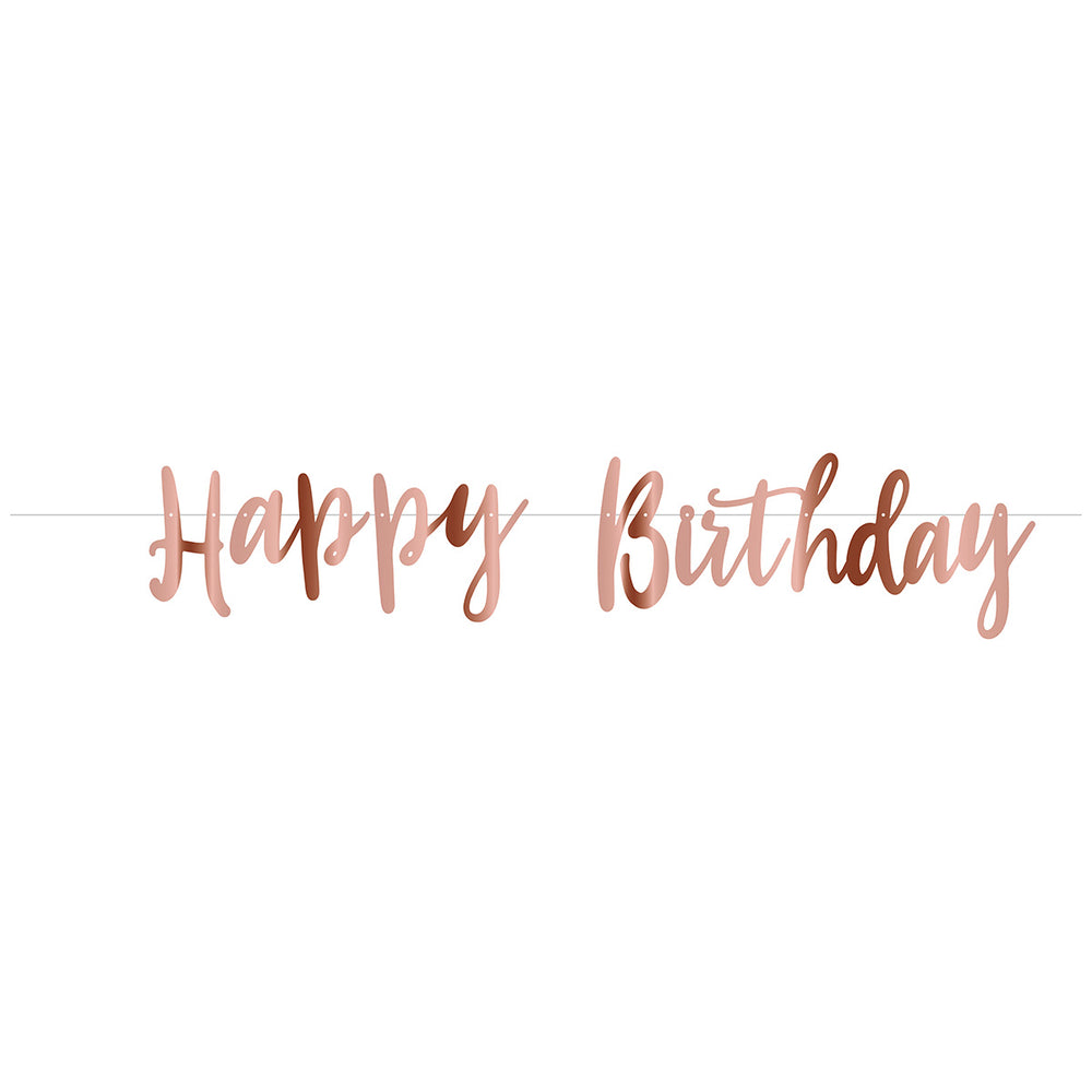 1.6mt happy birthday banner festoon pink gold