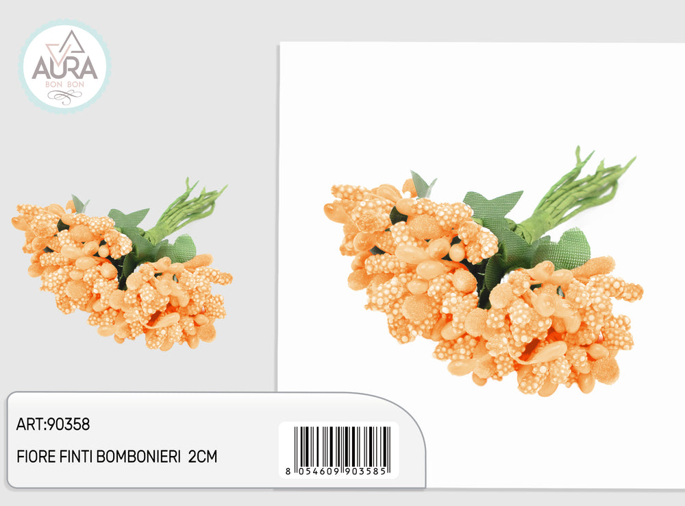 24pcs Orange Artificial Flowers with Beads