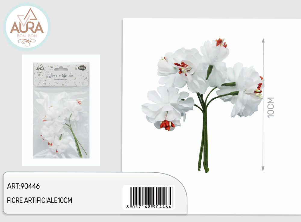 Artificial flowers for wedding favors 10cm white