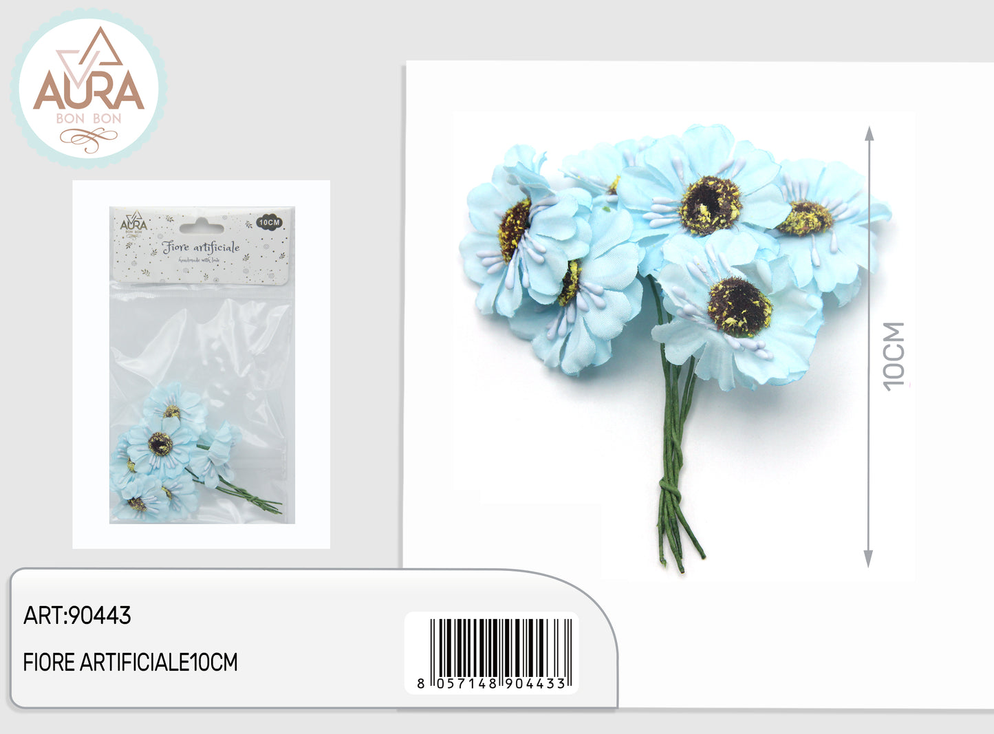 fiori artificiali per bomboniere celeste