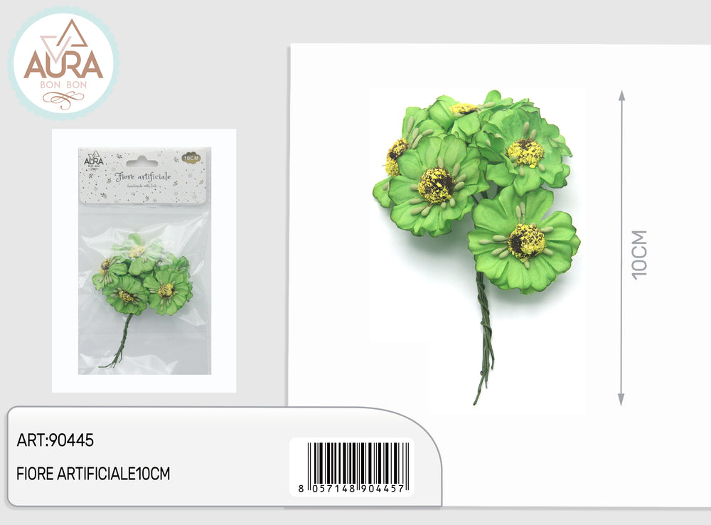 Artificial flowers for party favors 10cm green