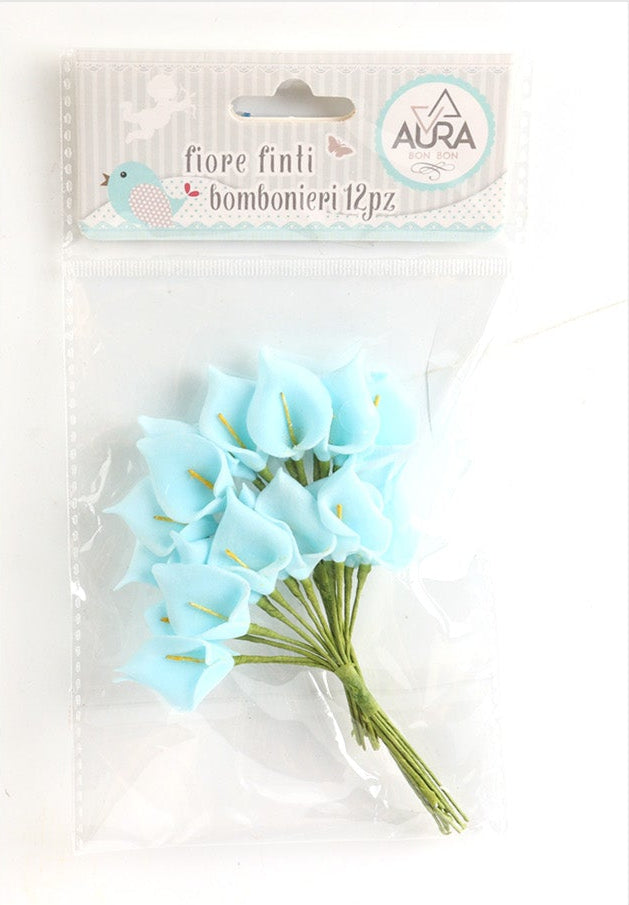 24pcs 11cm Blue Rubber Calla Lily for Party Favors