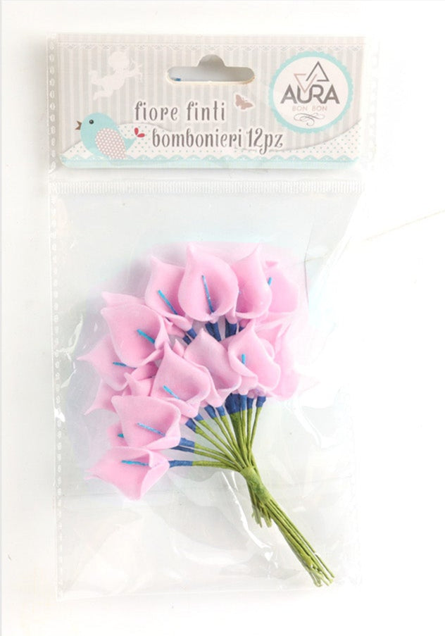 24pcs 11cm pink rubber calla lilies
