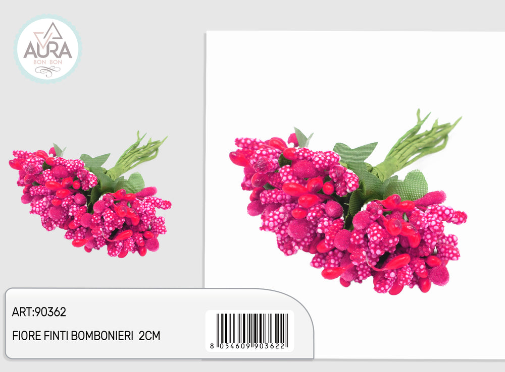 Artificial flowers with beads 24pcs 9cm fuchsia