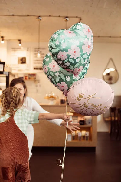 Palloncino in foil cuore con fiori 45cm