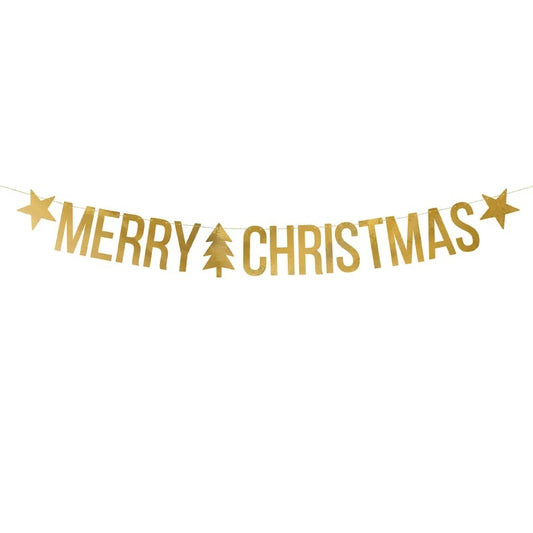 Banner merry christmas gold 10.5cmx150cm