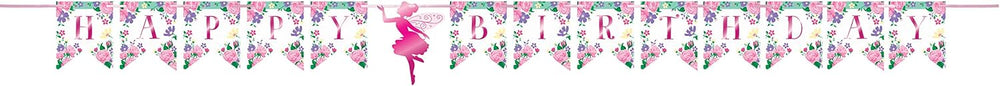 Festone sagomato "Happy Birthday" con foil rosa 167x15cm