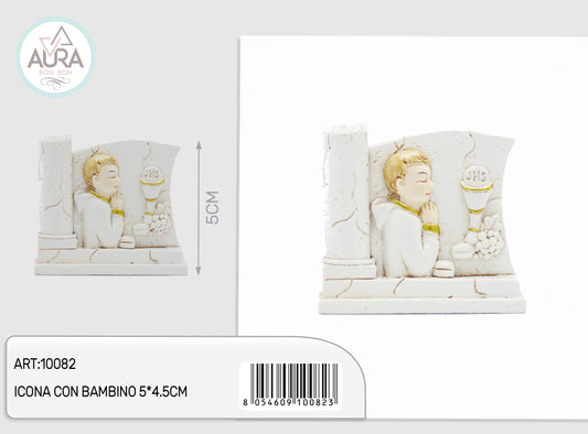 icona con bambino 5x5cm comunione