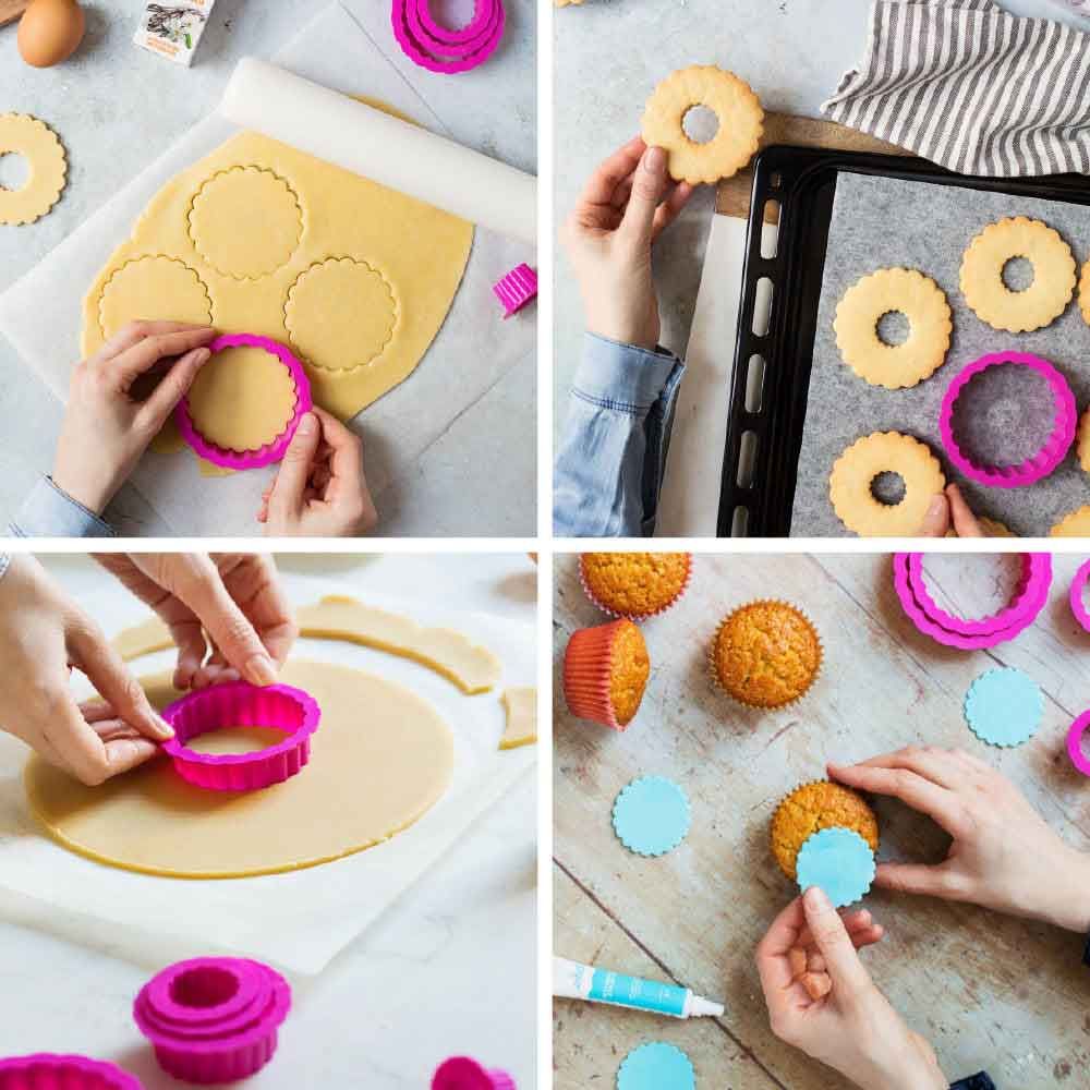 Set of 6 round curly pastry cutters