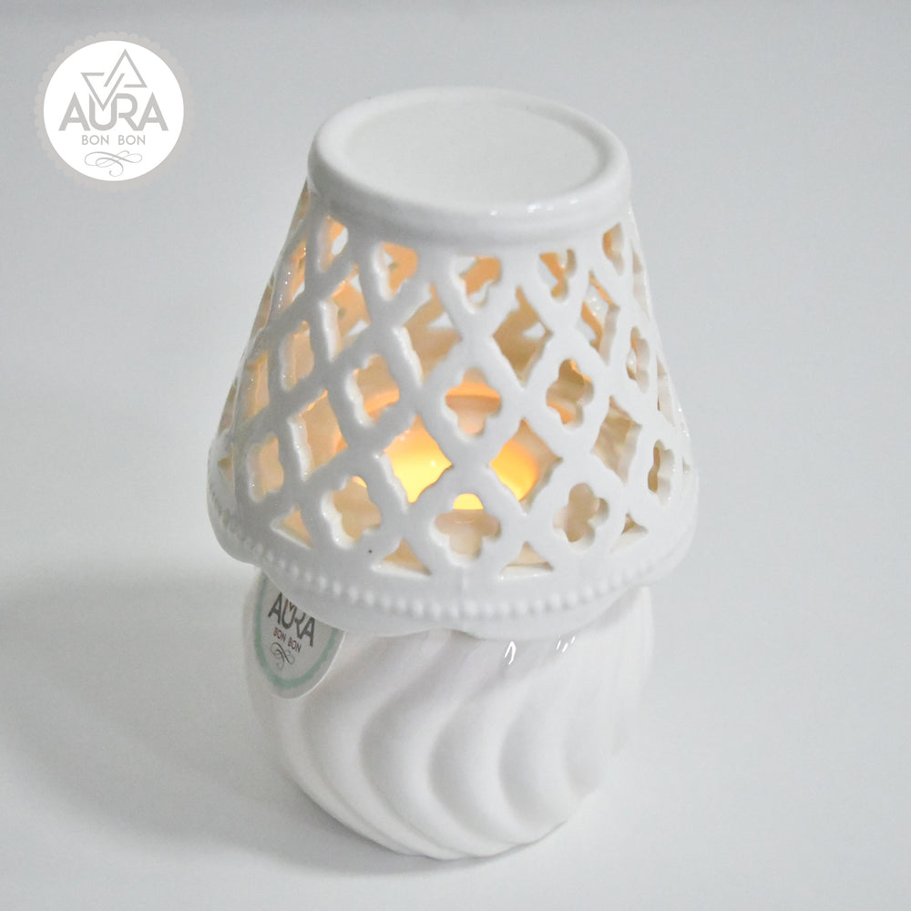 White lamp with LED light (large) 11.5x11.5x17cm