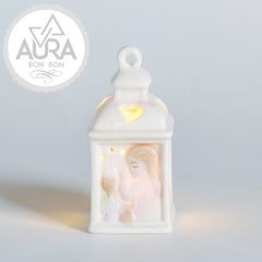 Lanterna Bomboniera Prima Comunione con Bambina in Preghiera 4,5x4,5x9,8cm