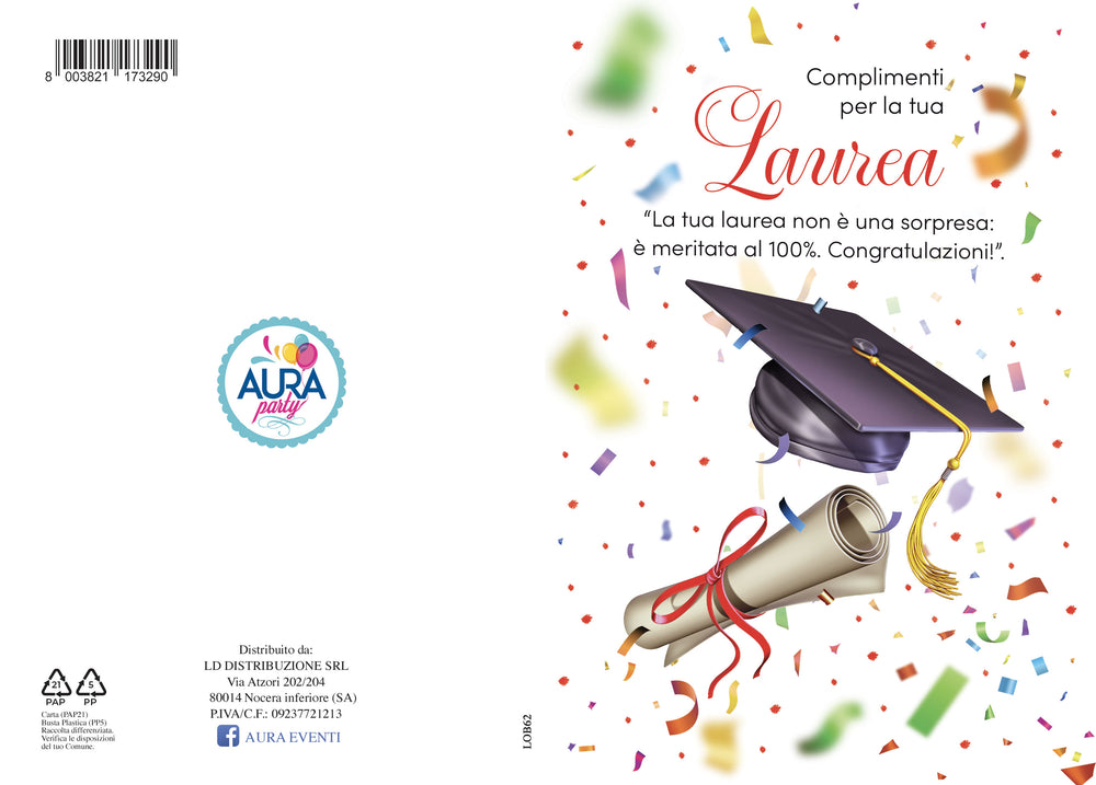 Biglietto di auguri per laurea con foil rosso
