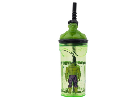 Hulk bicchiere con cannuccia 3d tritan 360ml