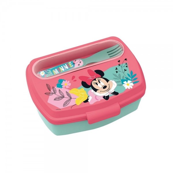 Minnie Mouse lunch box with cutlery (fork and spoon)