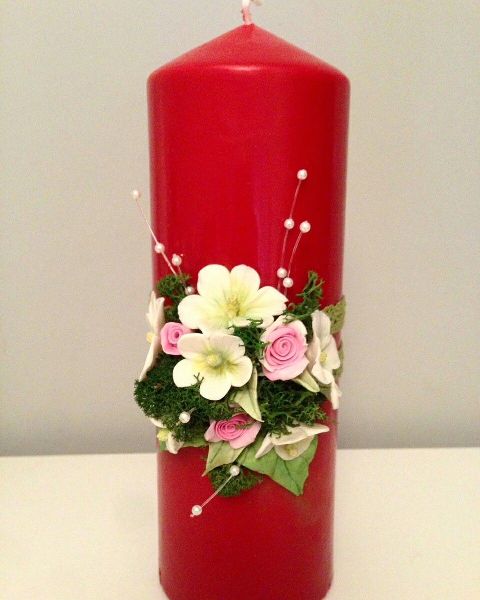 Colored candle 7x15cm red