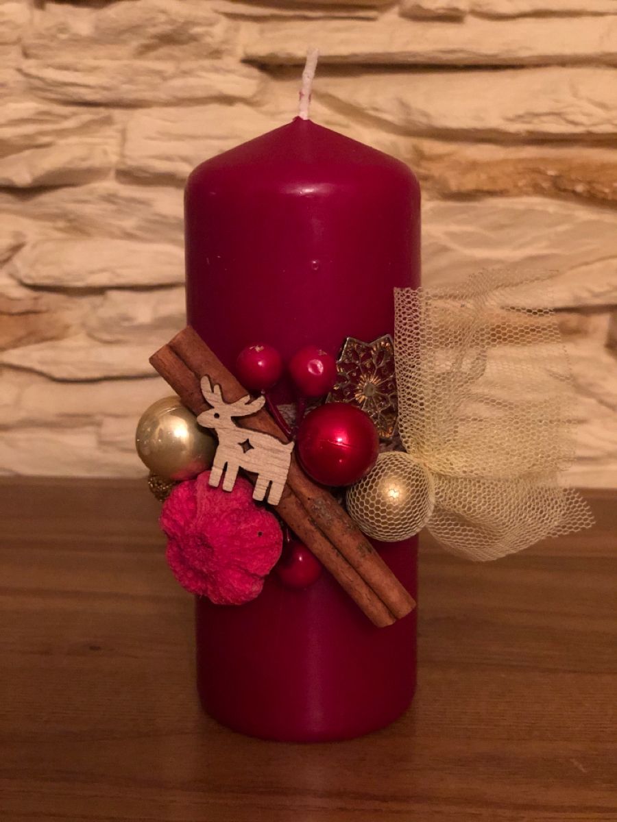 Colored candle 7x15cm red