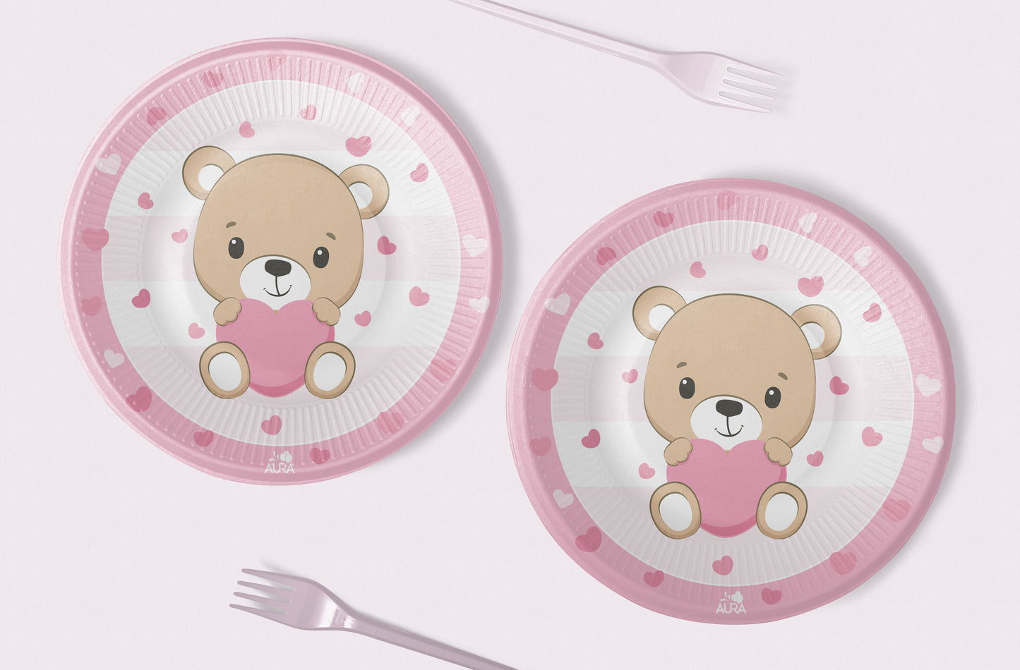 piatti frutta orsetto 18cm rosa 8pz