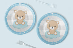 piatti frutta orsetto 18cm celeste 8pz