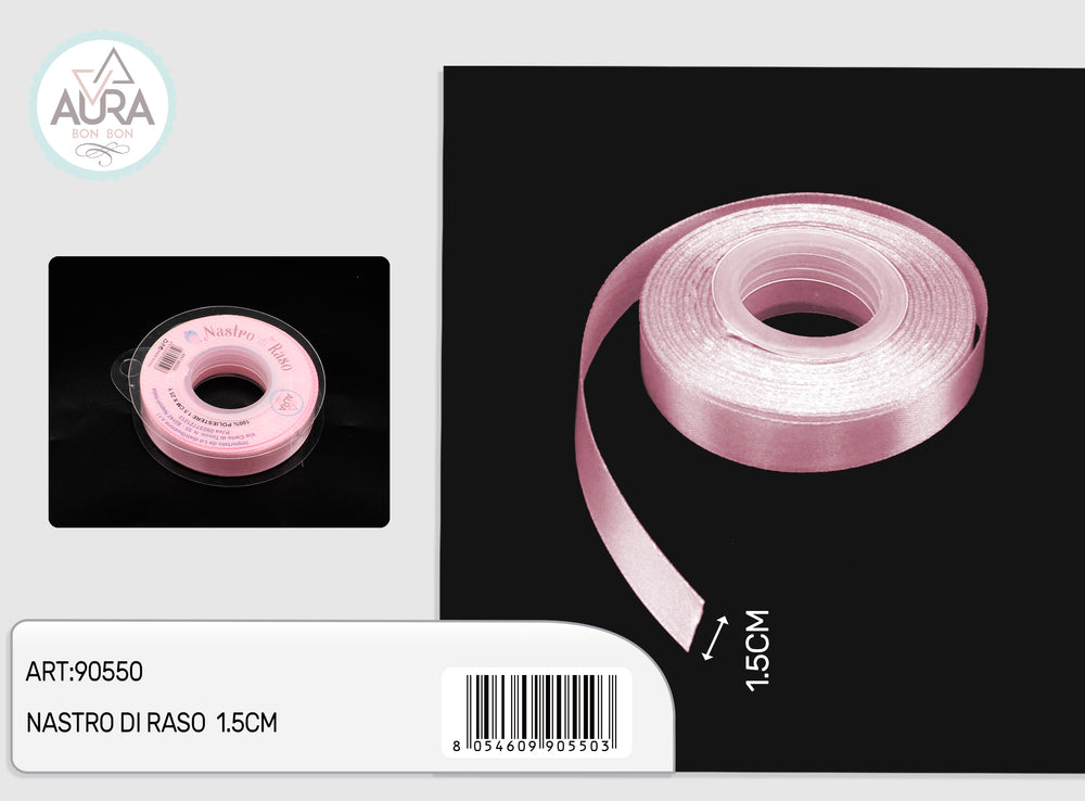 Nastro di raso 1,5cmx25y rosa