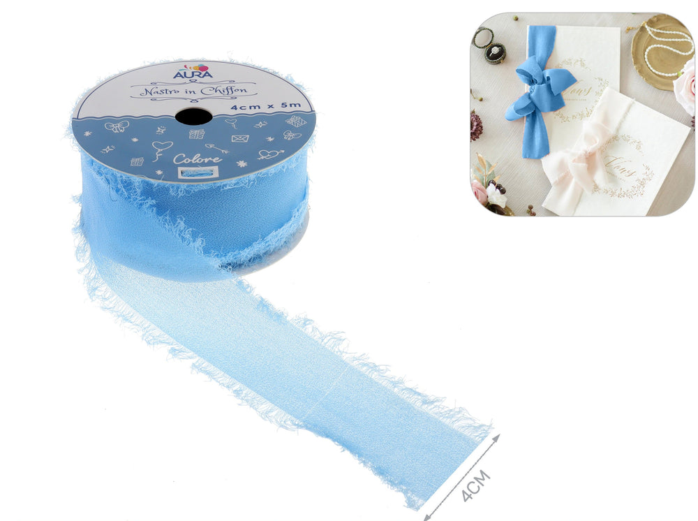 4cm x 5m light blue chiffon ribbon