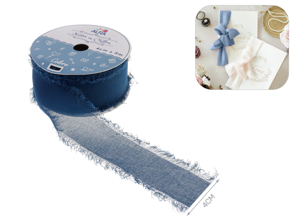 Chiffon ribbon 4cm x 5m blue