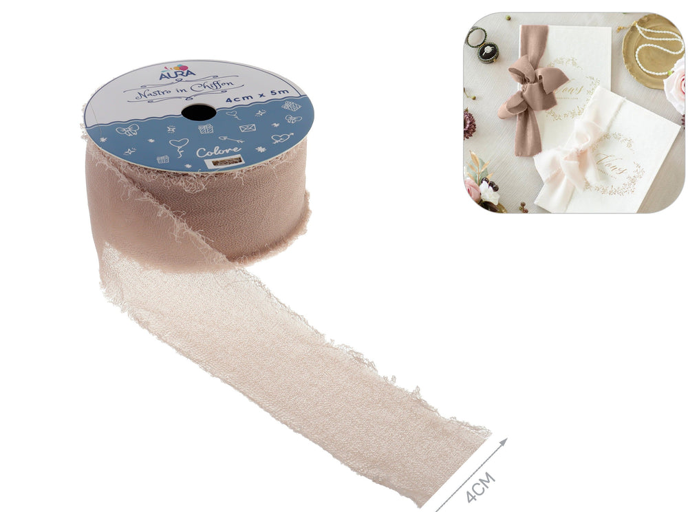 Chiffon ribbon 4cm x 5m coffee and milk