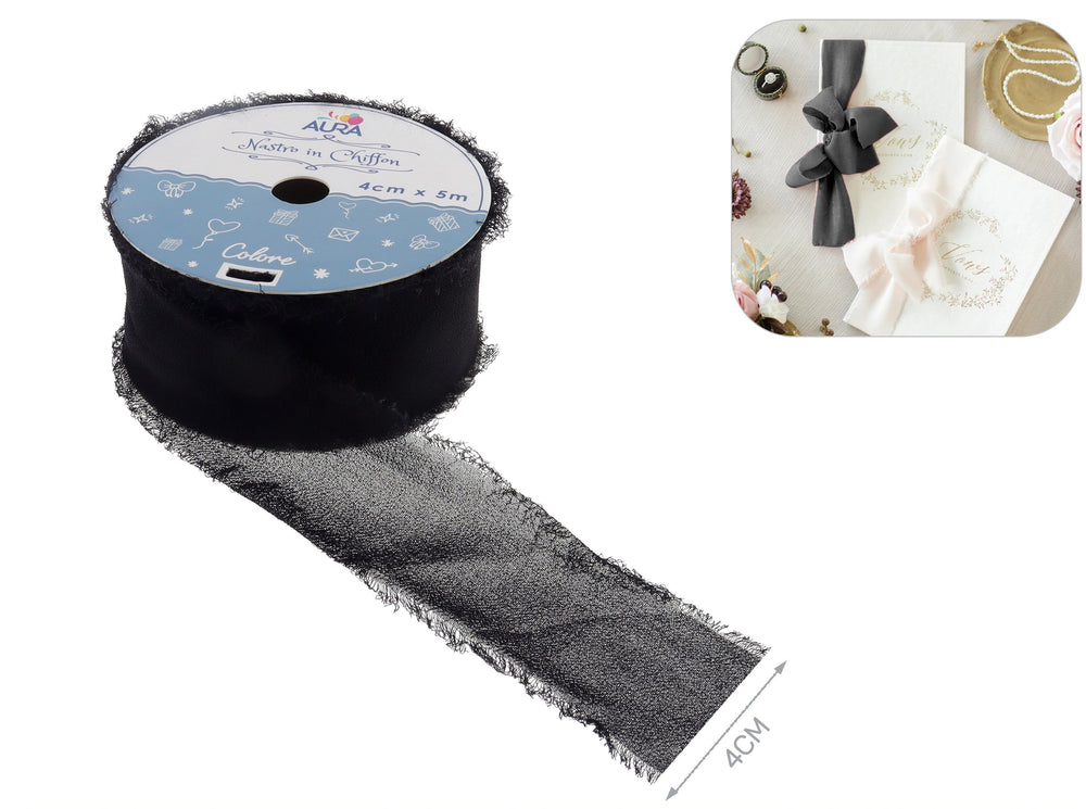 Chiffon Ribbon 4cm x 5m Black