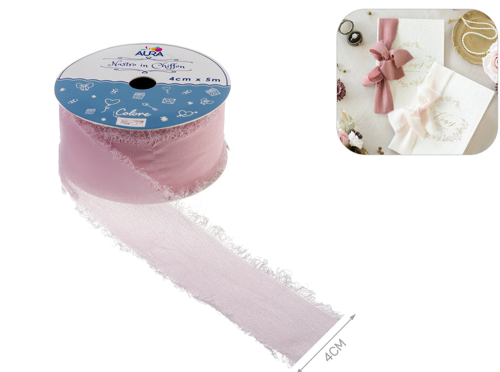 4cm x 5m pink chiffon ribbon